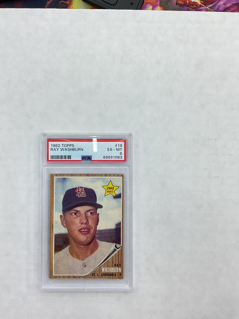 1962 Topps #19 Ray Washburn PSA 6 66691083