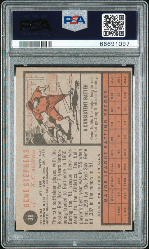 1962 Topps #38 Gene Stephens PSA 5 66691097