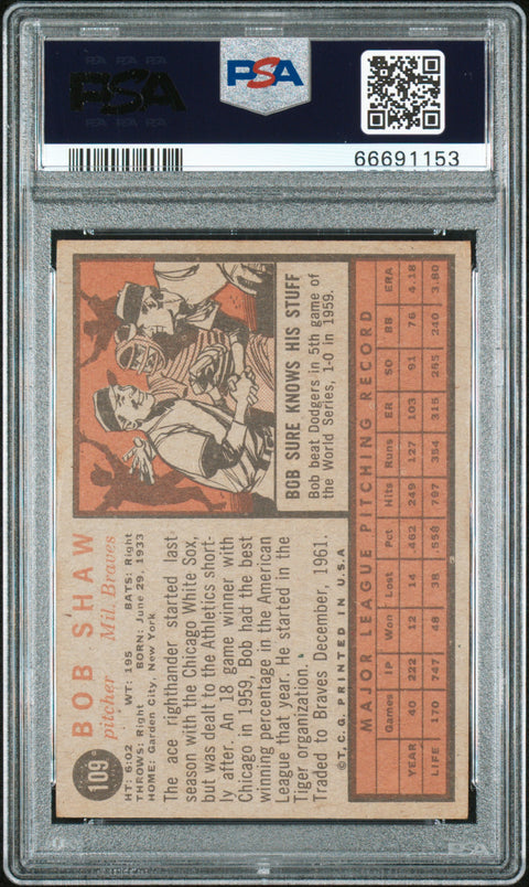 1962 Topps #109 Bob Shaw PSA 3 66691153