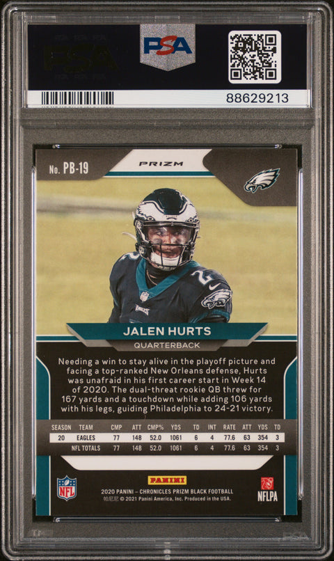 2020 Panini Chronicles Prizm Black #PB19 Jalen Hurts PSA 10 88629213