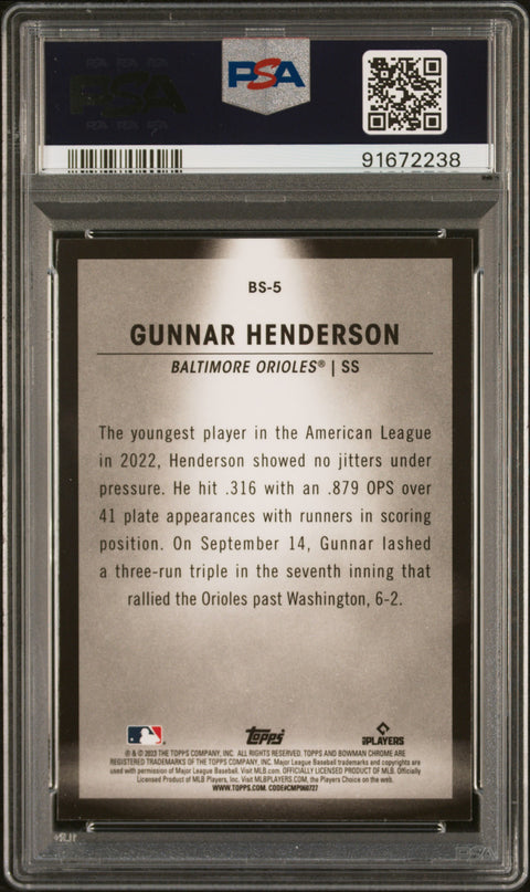 2023 Bowman Spotlights #BS5 Gunnar Henderson Spotlights PSA 10