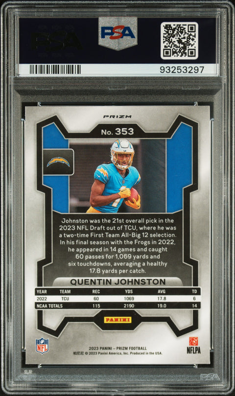 2023 Panini Prizm #353 Quentin Johnston PSA 10 93253297