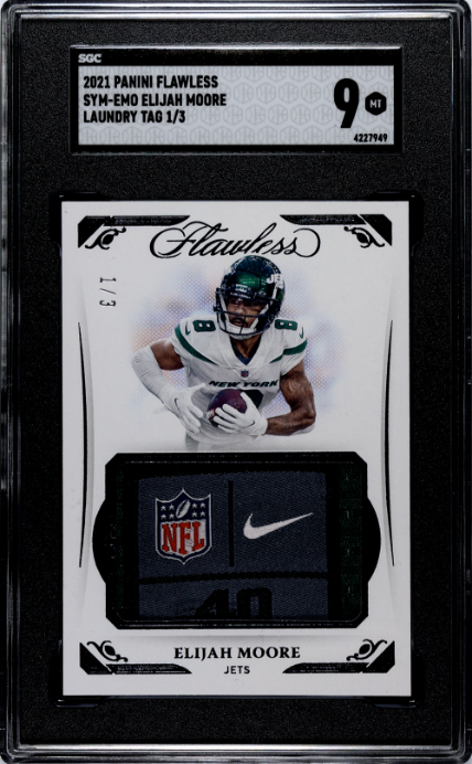 2021 Panini Flawless #SYM-EMO Elijah Moore Laundry Tag SGC 9