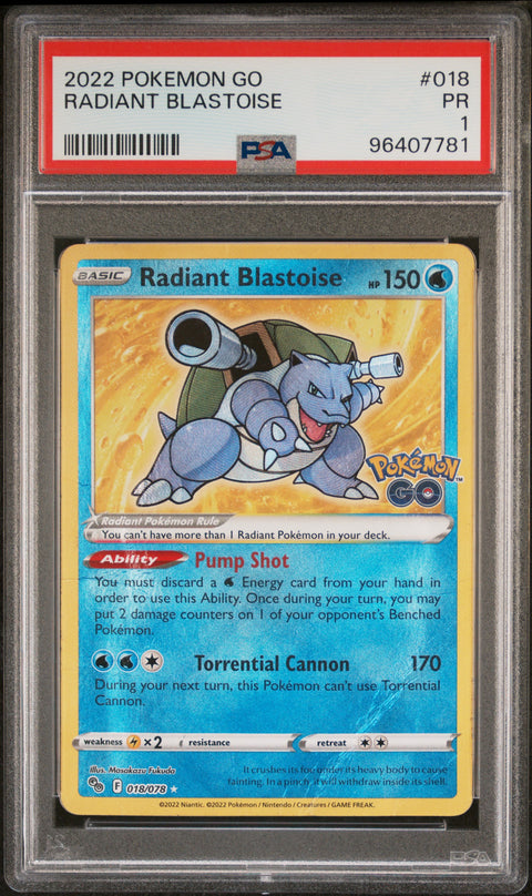 2022 Pokemon Go #018 Radiant Blastoise PSA 1 96407781