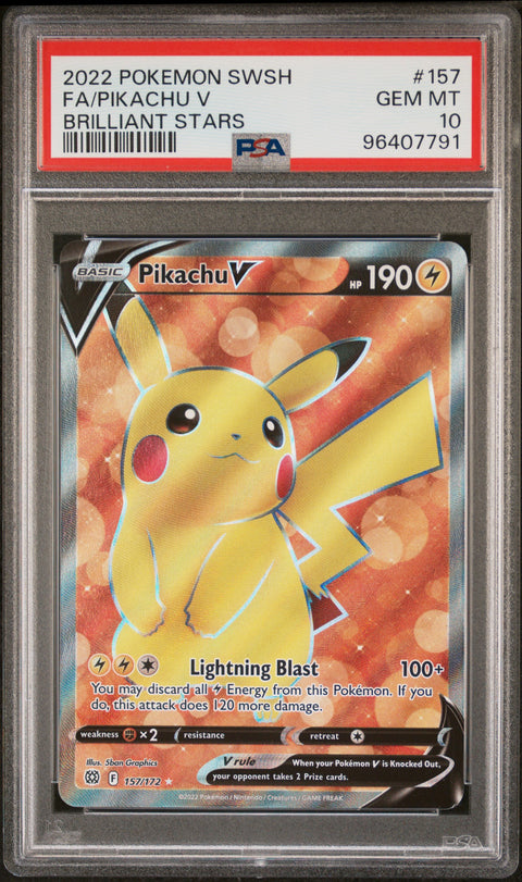 2022 Pokemon Sword & Shield Brilliant Stars #157 Fa/Pikachu V PSA 10 96407791