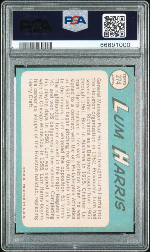 1965 Topps #274 Lum Harris PSA 7 66691000