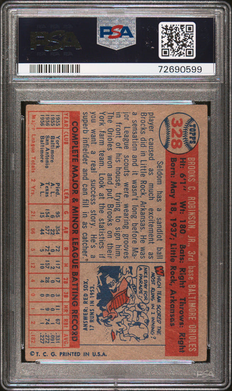 1957 Topps #328 Brooks Robinson PSA 3 72690599