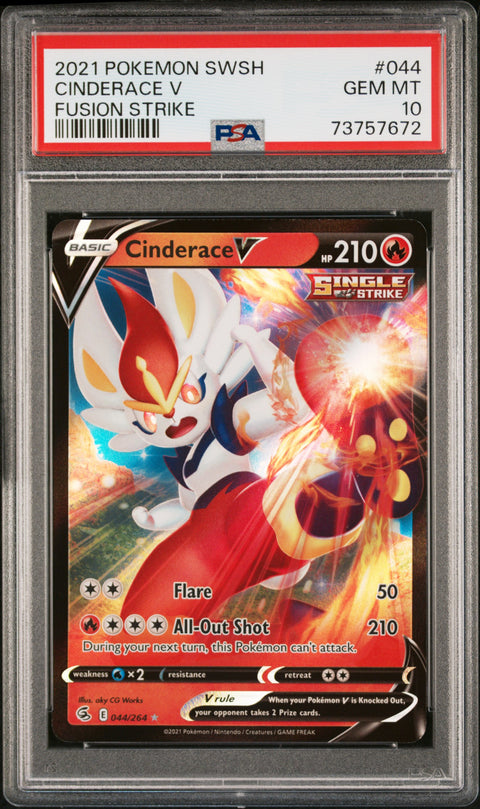 2021 Pokemon Sword & Shield Fusion Strike #044 Cinderace V PSA 10