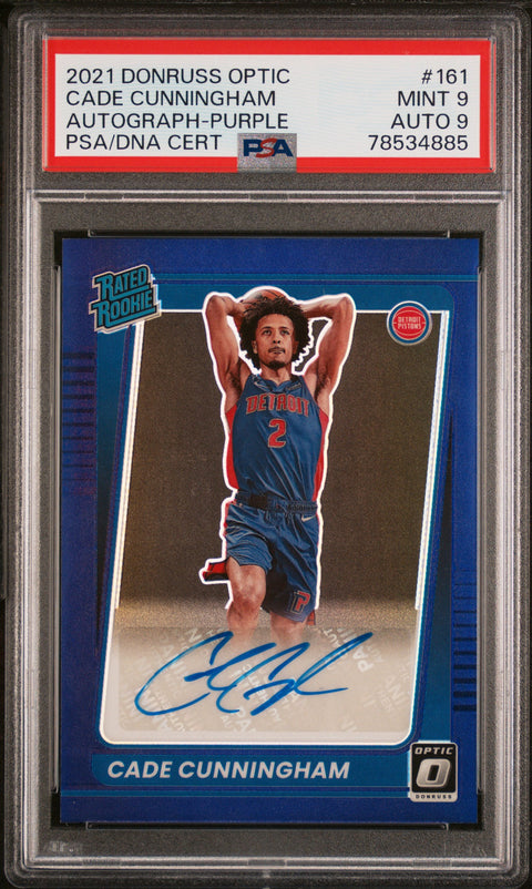 2021 Panini Donruss Optic #161 Cade Cunningham Autograph-Purple PSA 9 78534885