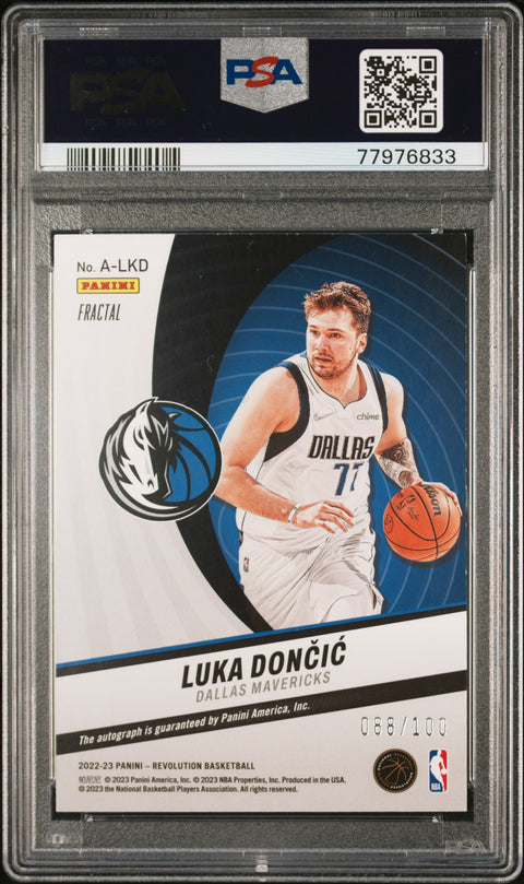 2022 Panini Revolution Autographs #ALKD Luka Doncic Autograph-Fractal PSA 8