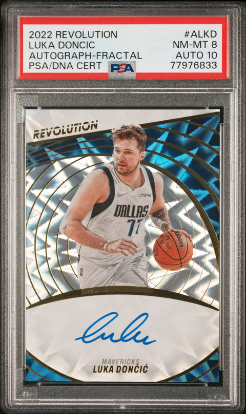 2022 Panini Revolution Autographs #ALKD Luka Doncic Autograph-Fractal PSA 8