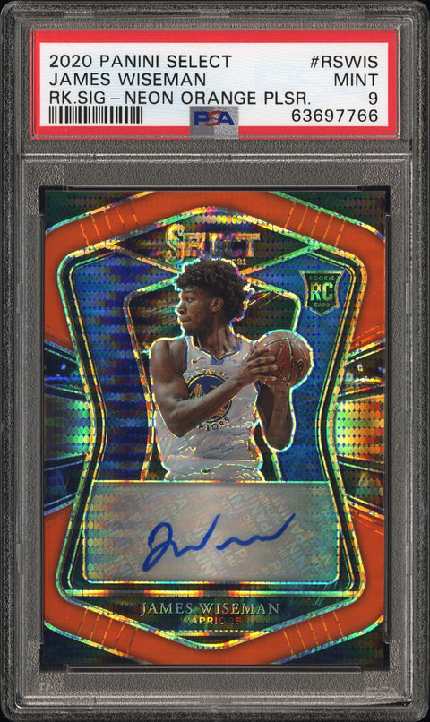 2020 Panini Select Rookie  #RSWIS James Wiseman Rk.Sig-Neon Orange Plsr. PSA 9