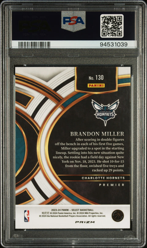 2023 Panini Select #130 Brandon Miller Blue Cracked Ice PSA 10 94531039