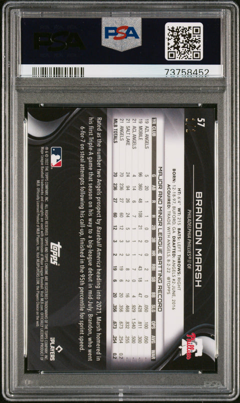 2022 Topps Chrome Black #57 Brandon Marsh Superfractor 1/1 PSA 9 73758452