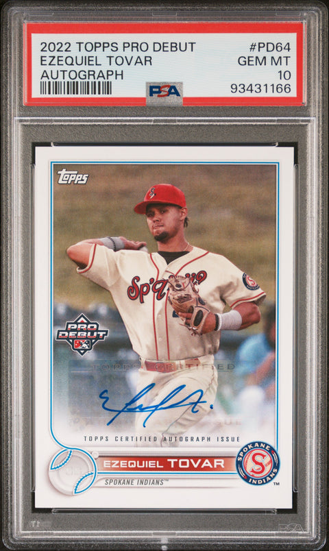 2022 Topps Pro Debut #PD64 Ezequiel Tovar Autograph PSA 10 93431166