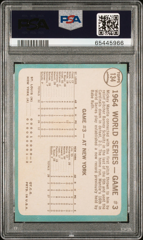 1965 Topps #134 World Series Game 3 Mantle'S Clutch Hr PSA 8 65445966