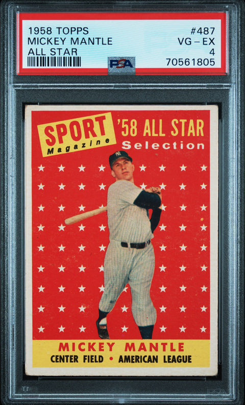 1958 Topps #487 Mickey Mantle All Star PSA 4 70561805