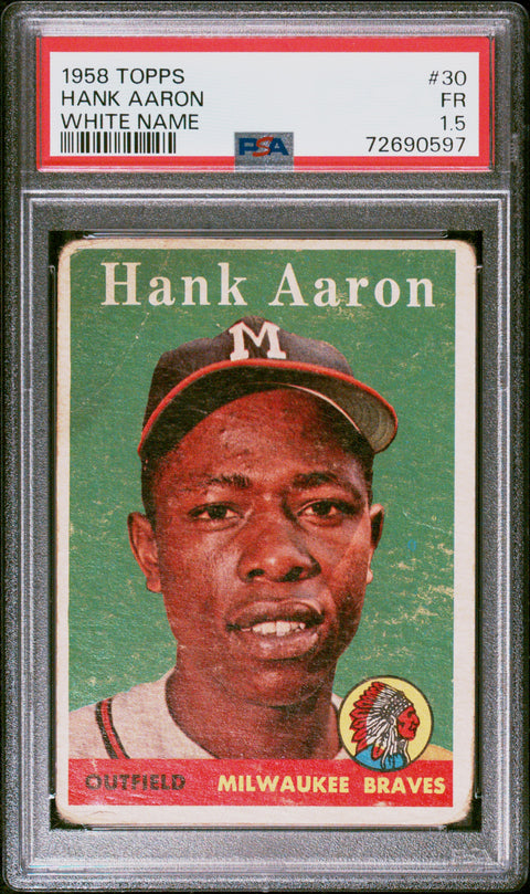 1958 Topps #30 Hank Aaron White Name PSA 1.5 72690597