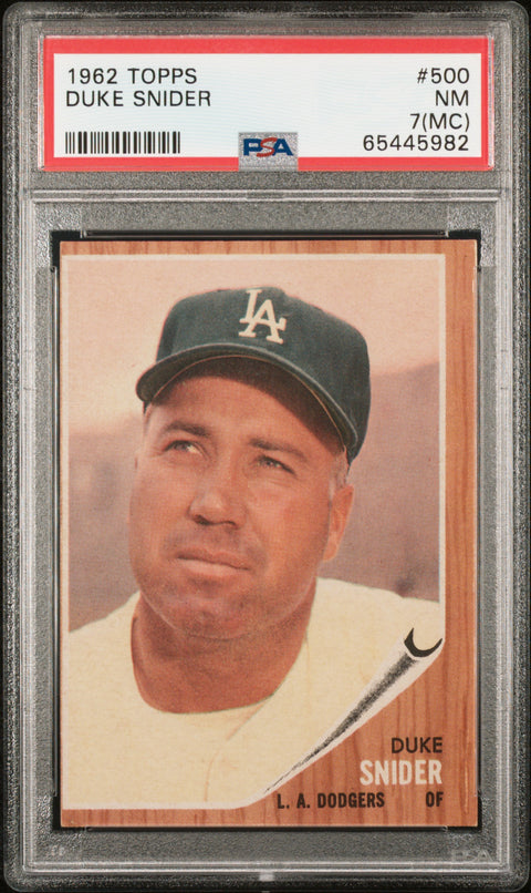 1962 Topps #500 Duke Snider PSA 7 65445982