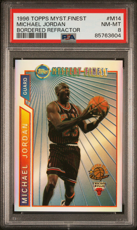 1996 Topps Mystery Finest #M14 Michael Jordan Bordered Refractor PSA 8 85763604