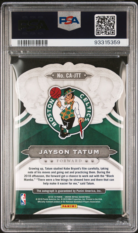 2018 Panini Crown Royale Crown #JTT Jayson Tatum Crown Autographs-Gold PSA 9