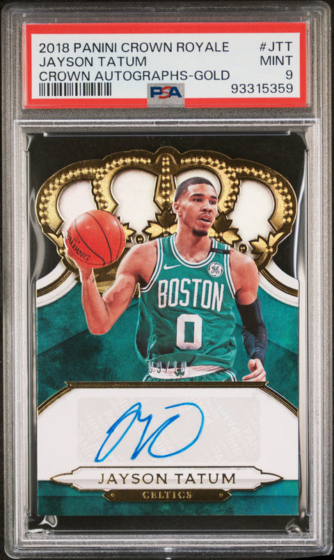 2018 Panini Crown Royale Crown #JTT Jayson Tatum Crown Autographs-Gold PSA 9