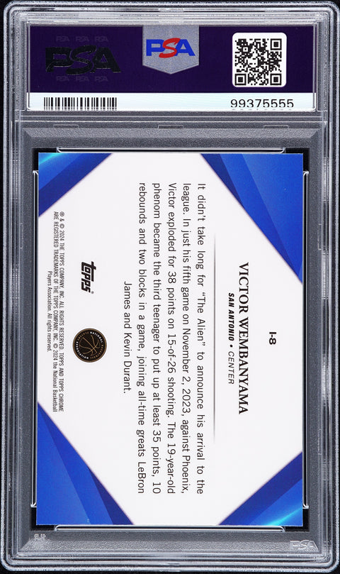 2023 Topps Chrome Sapphire Edition Infinite #I8 Victor Wembanyama PSA 10