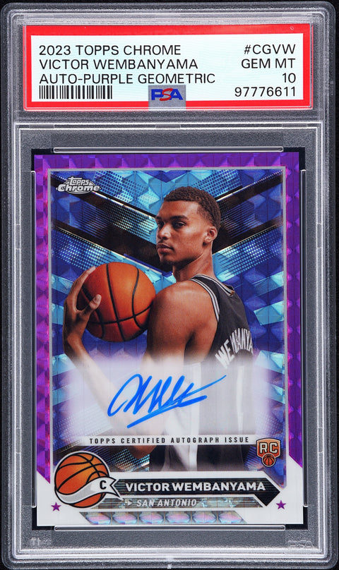 2023 Topps Chrome Autographs #CGVW Victor Wembanyama Auto-Purple PSA 10