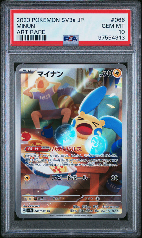 2023 Pokemon Japanese Sv3a-Raging Surf #066 Minun PSA 10 97554313