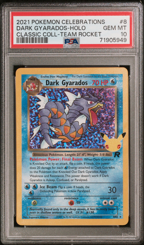 2021 Pokemon Celebrations Classic Collection #8 Dark Gyarados-Holo PSA 10