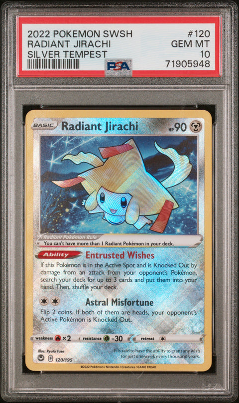 2022 Pokemon Sword & Shield Silver Tempest #120 Radiant Jirachi PSA 10 71905948