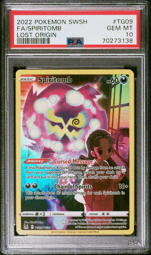 2022 Pokemon Sword & Shield Lost Origin #TG09 Fa/Spiritomb PSA 10 70273138