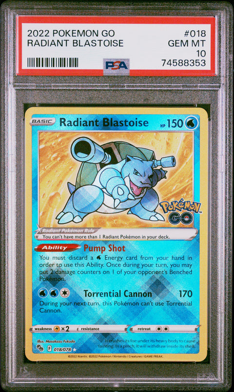 2022 Pokemon Go #018 Radiant Blastoise PSA 10 74588353