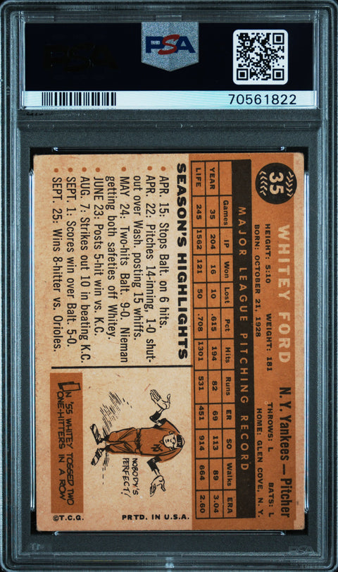 1960 Topps #35 Whitey Ford PSA 4