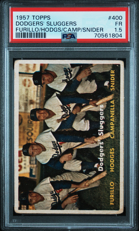 1957 Topps #400 Dodgers' Sluggers Furillo/Hodgs/Camp/Snider PSA 1.5