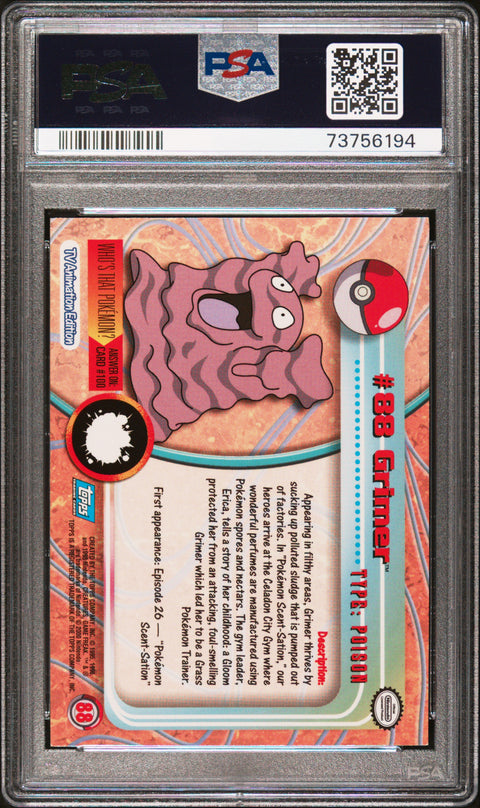 2000 Topps Pokemon Tv Animation Series 2 #88 Grimer PSA 8