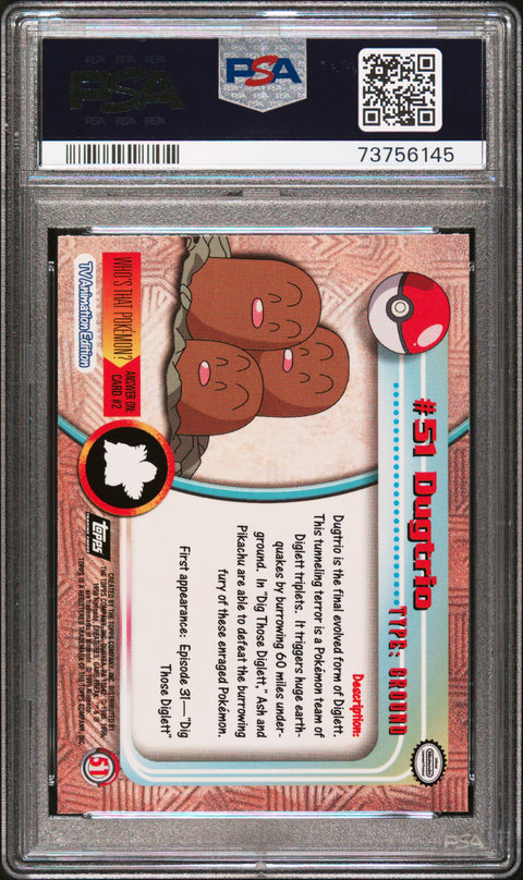 1999 Topps Pokemon Tv #51 Dugtrio PSA 6