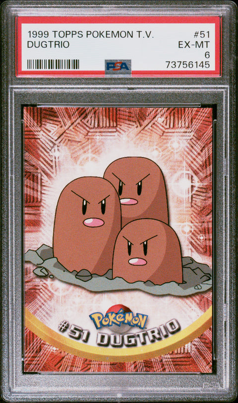 1999 Topps Pokemon Tv #51 Dugtrio PSA 6