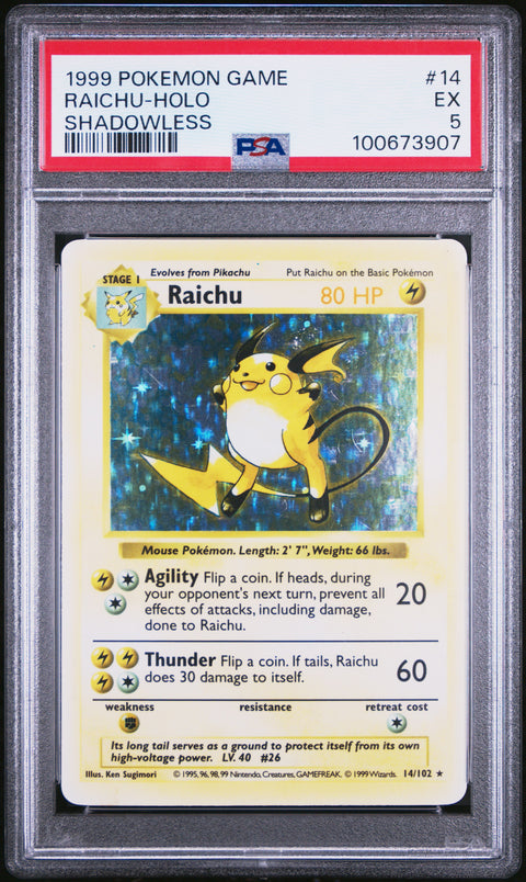 1999 Pokemon Game #14 Raichu-Holo PSA 5 100673907