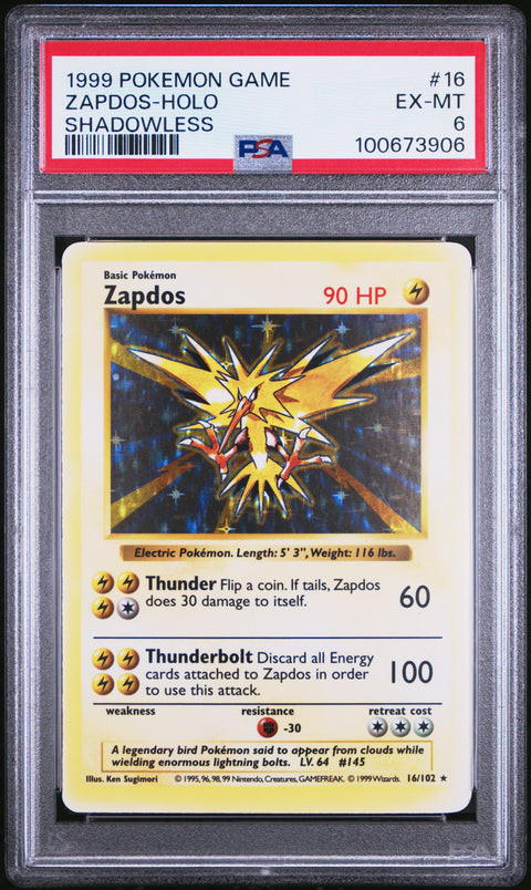 1999 Pokemon Game #16 Zapdos-Holo PSA 6 100673906