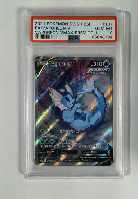 2021 Pokemon Swsh Black Star Promo #181 Fa/Vaporeon V PSA 10 66648194