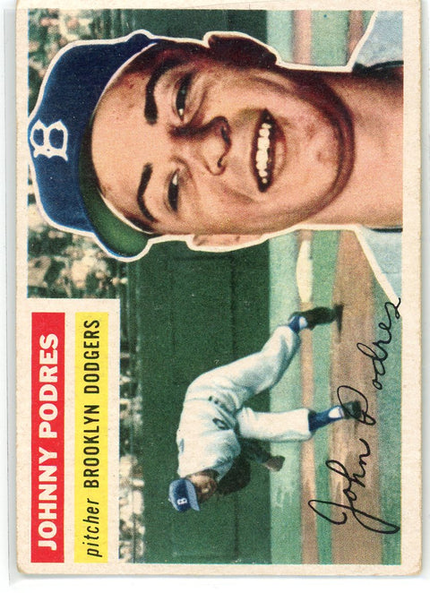 1956 Topps #173b Johnny Podres Gray Back