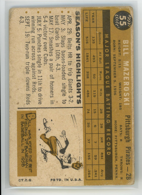 1960 Topps #55 Bill Mazeroski