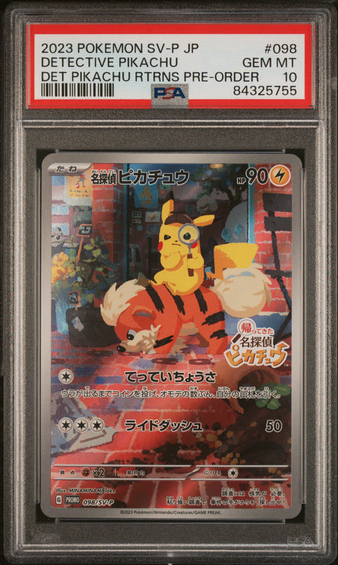 2023 Pokemon Japanese Sv-P Promo #098 Detective Pikachu PSA 10