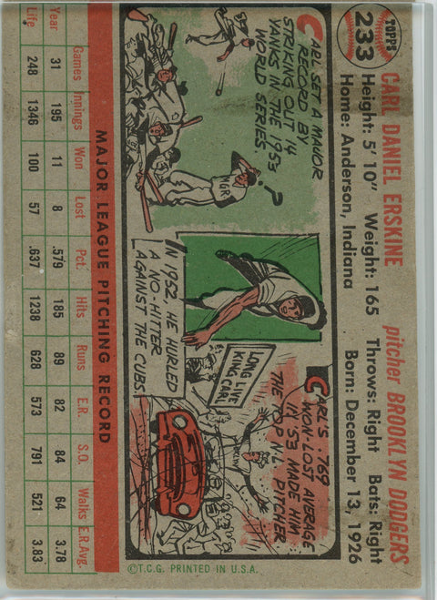 1956 Topps #233 Carl Erskine