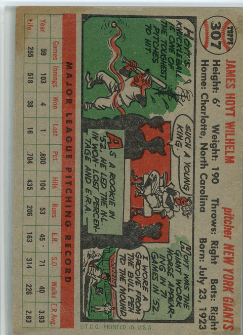 1956 Topps #307 Hoyt Wilhelm