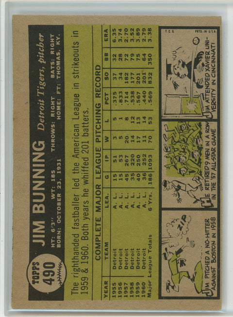 1961 Topps #490 Jim Bunning