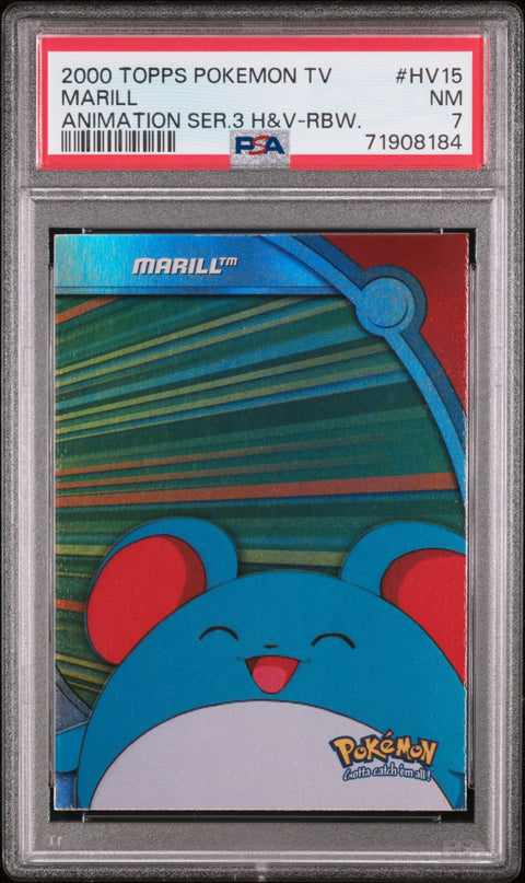 2000 Topps Pokemon Tv Animation Series 3 Heroes & Villains #HV15 Marill PSA 7