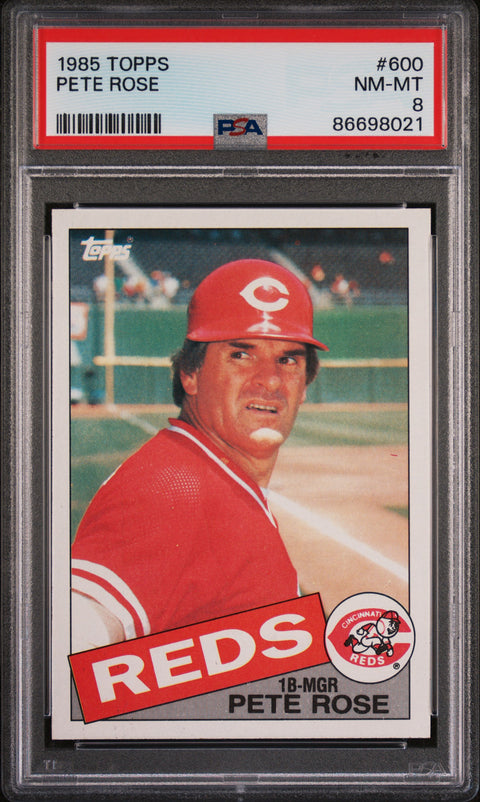 1985 Topps #600 Pete Rose PSA 8