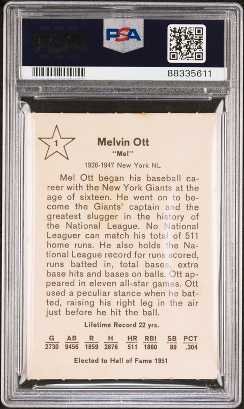 1961 Golden Press #1 Mel Ott PSA 5